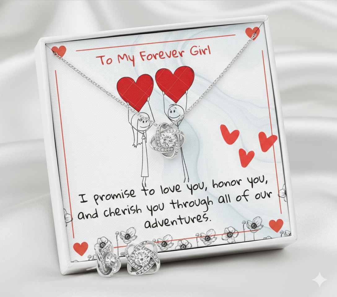 Love Knot Necklace & Earring Set