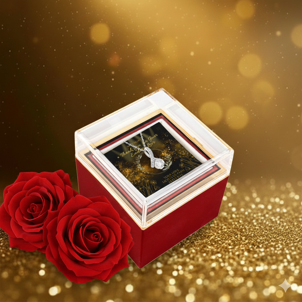 Alluring Beauty Necklace with Rotating Rose Gift Box – Gift for Mom