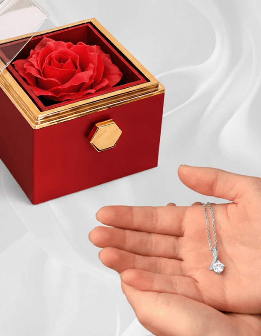 Alluring Beauty Necklace — Rotating Rose Gift Box