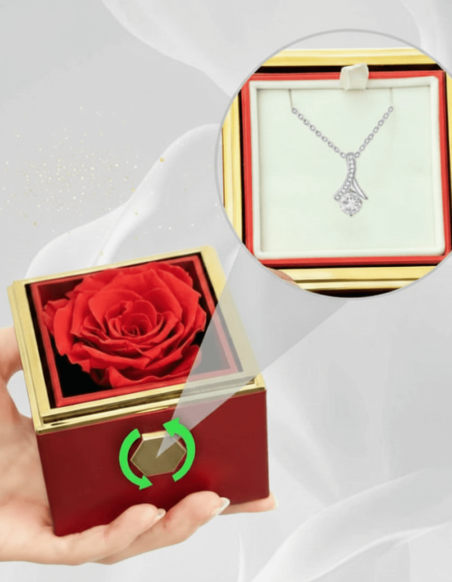 Alluring Beauty Necklace — Rotating Rose Gift Box