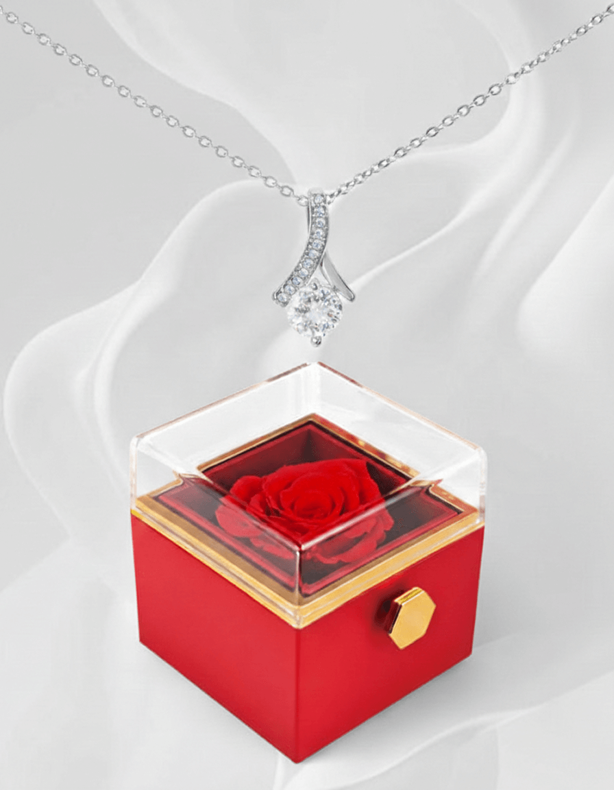 Alluring Beauty Necklace — Rotating Rose Gift Box