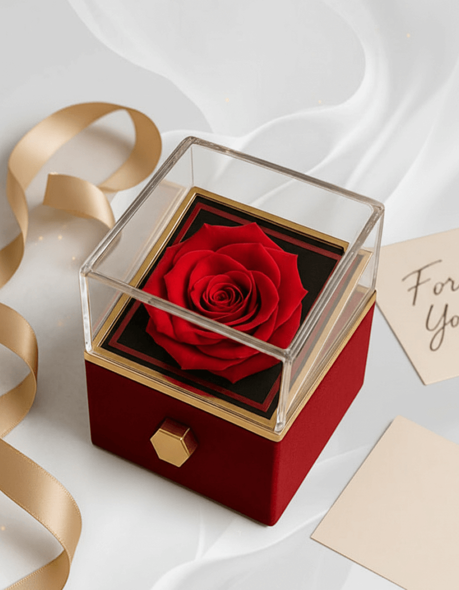 Alluring Beauty Necklace — Rotating Rose Gift Box