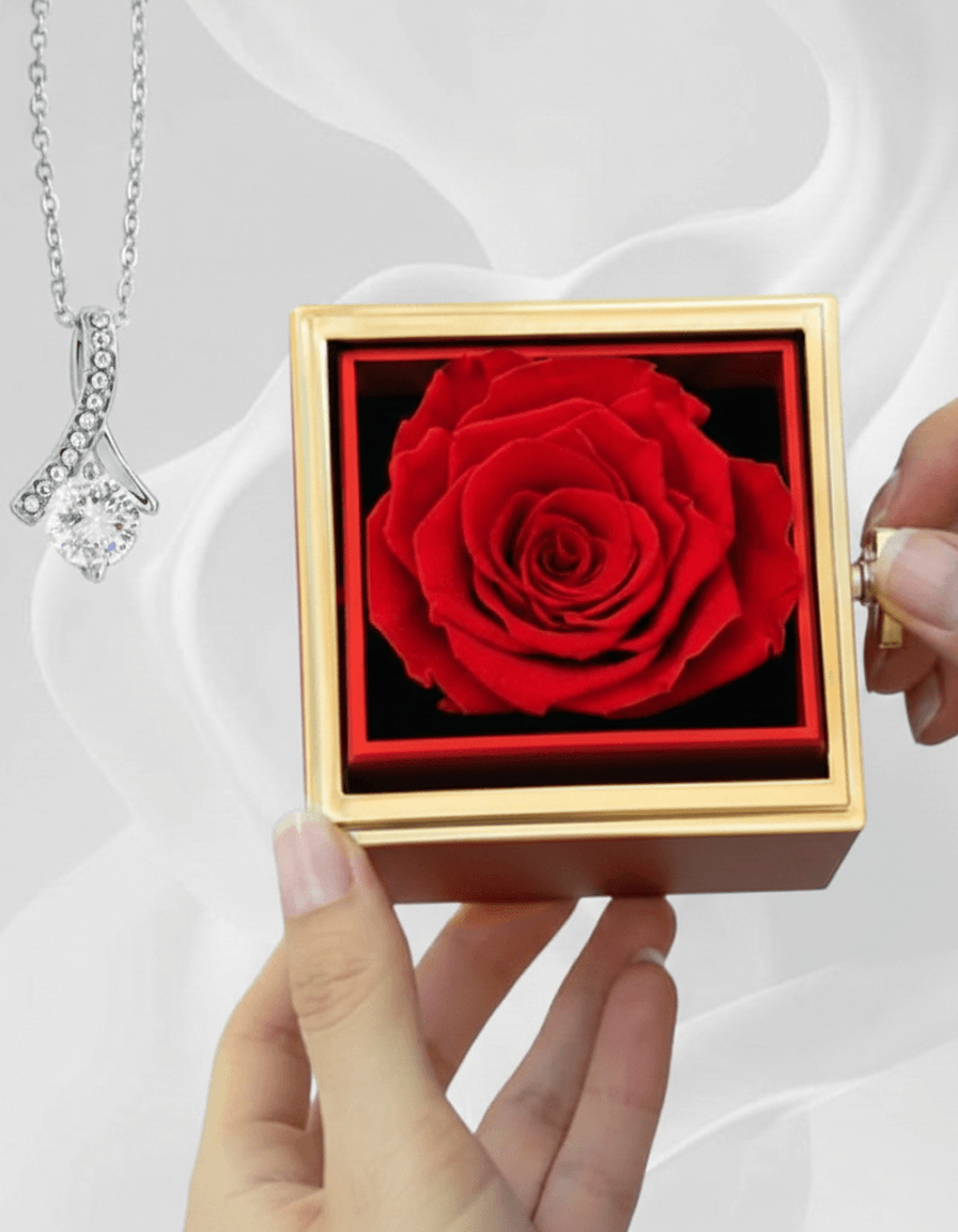 Alluring Beauty Necklace — Rotating Rose Gift Box