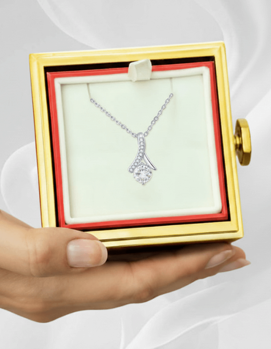 Alluring Beauty Necklace — Rotating Rose Gift Box
