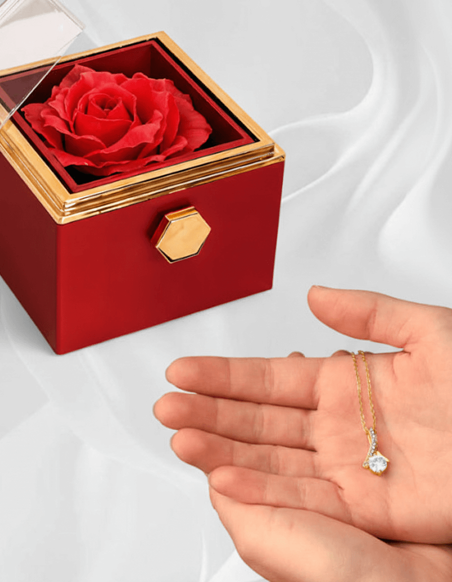 Alluring Beauty Necklace — Rotating Rose Gift Box
