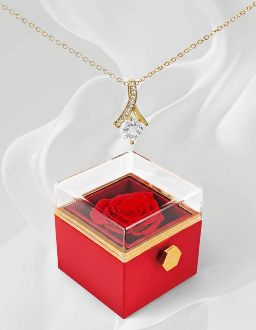 Alluring Beauty Necklace — Rotating Rose Gift Box