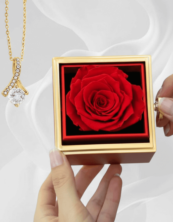 Alluring Beauty Necklace — Rotating Rose Gift Box