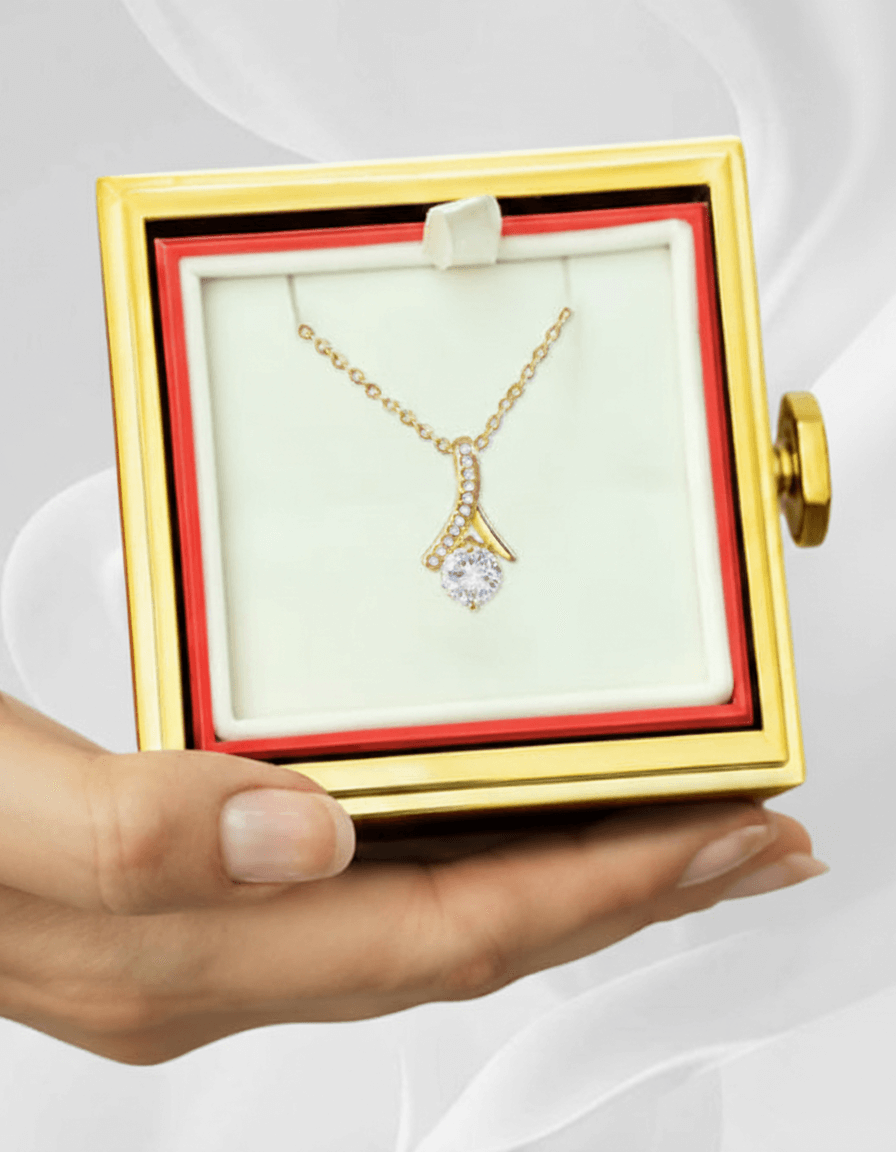 Alluring Beauty Necklace — Rotating Rose Gift Box
