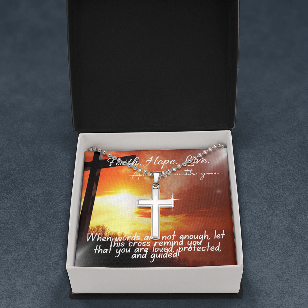 Artisan Cross Necklace with Ball Chain