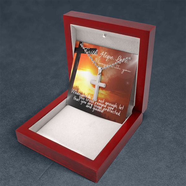 Artisan Cross Necklace with Ball Chain