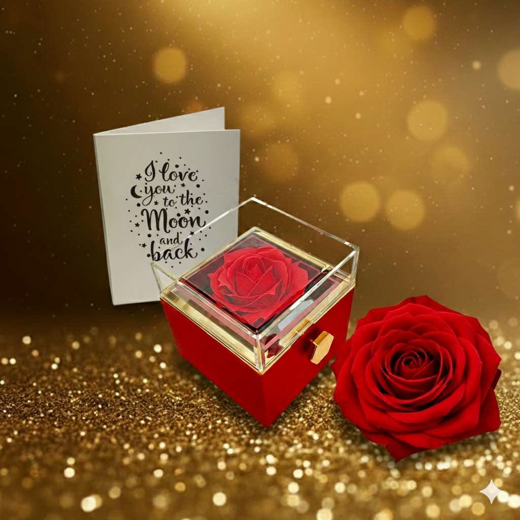 Alluring Beauty Necklace with Rotating Rose Gift Box – Gift for Mom