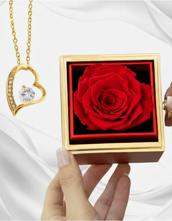Forever Love Necklace — Rotating Rose Gift Box