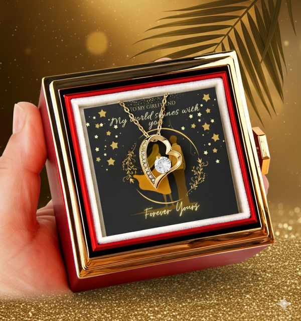 Forever Love Necklace with Rotating Rose Gift Box – Gift for Girlfriend