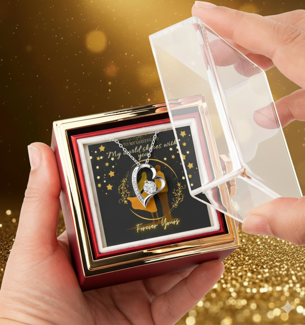 Forever Love Necklace with Rotating Rose Gift Box – Gift for Girlfriend