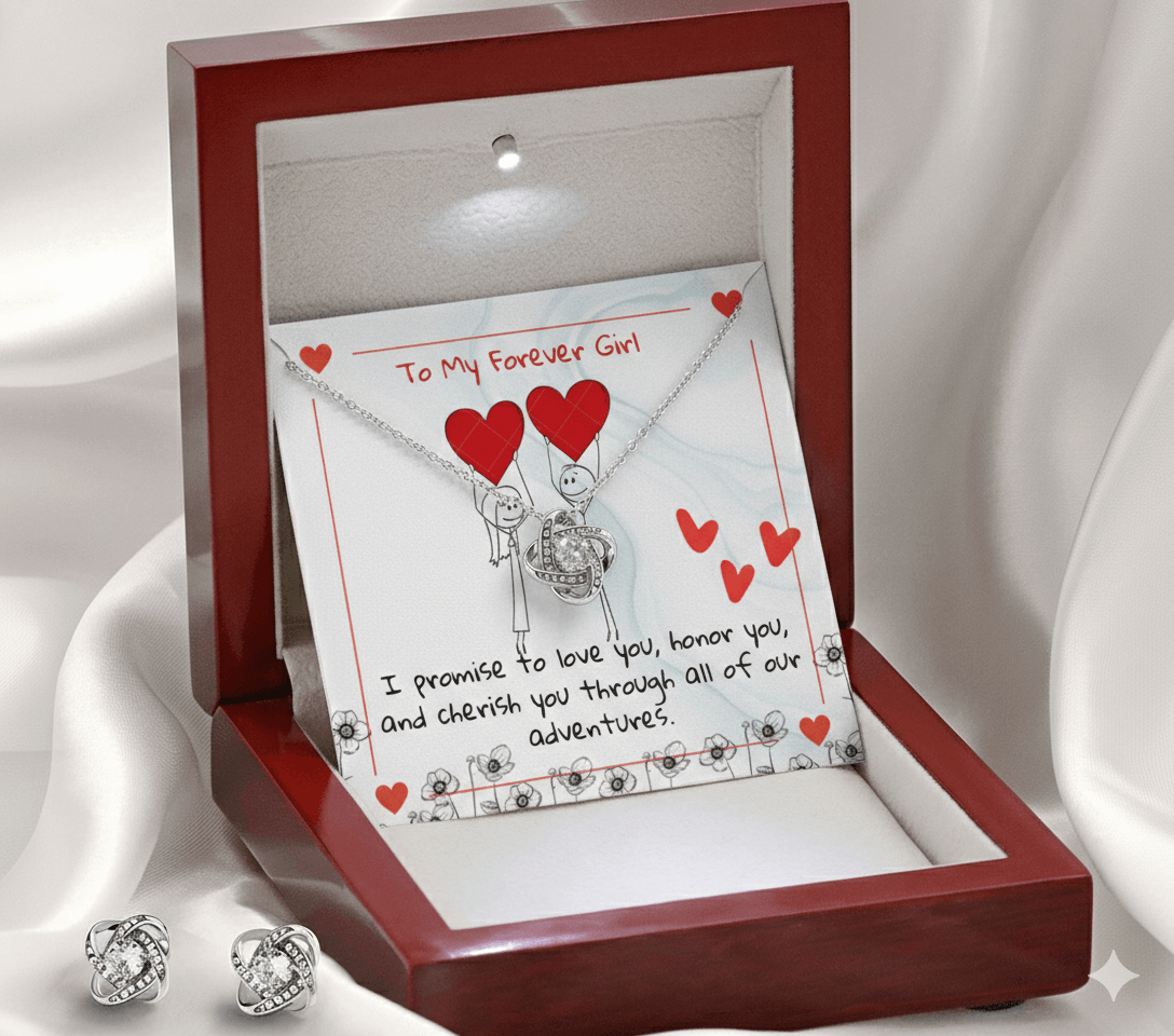 Love Knot Necklace & Earring Set