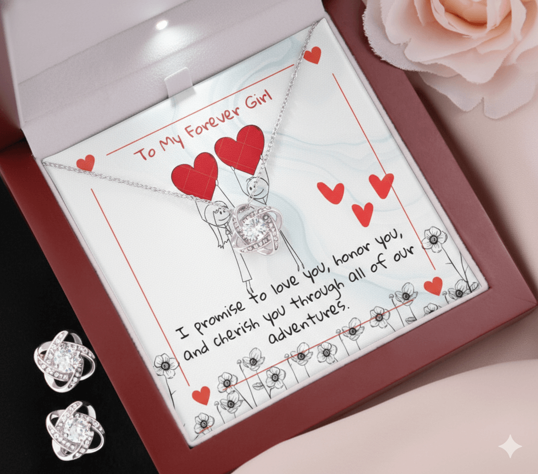 Love Knot Necklace & Earring Set