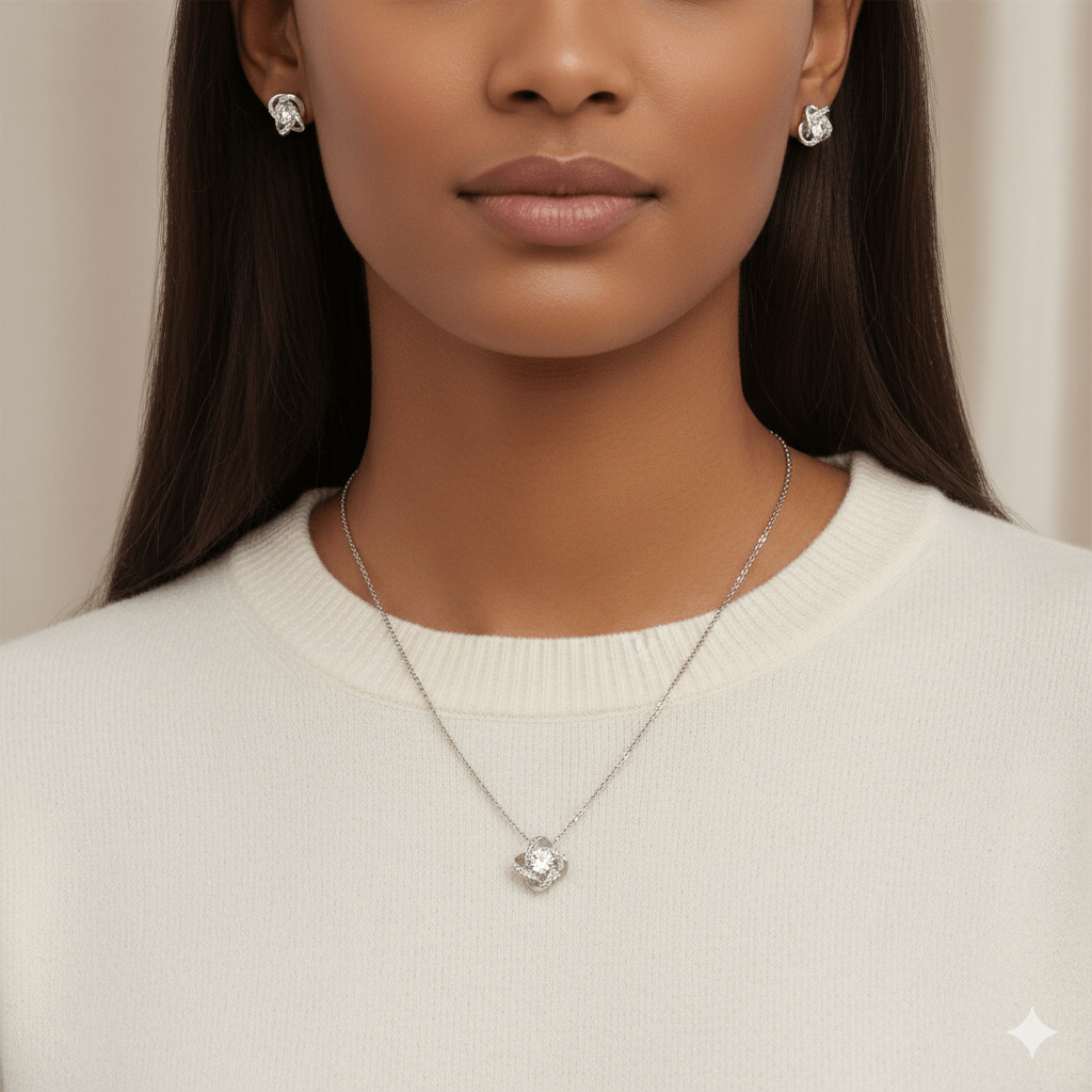 Love Knot Necklace & Earring Set