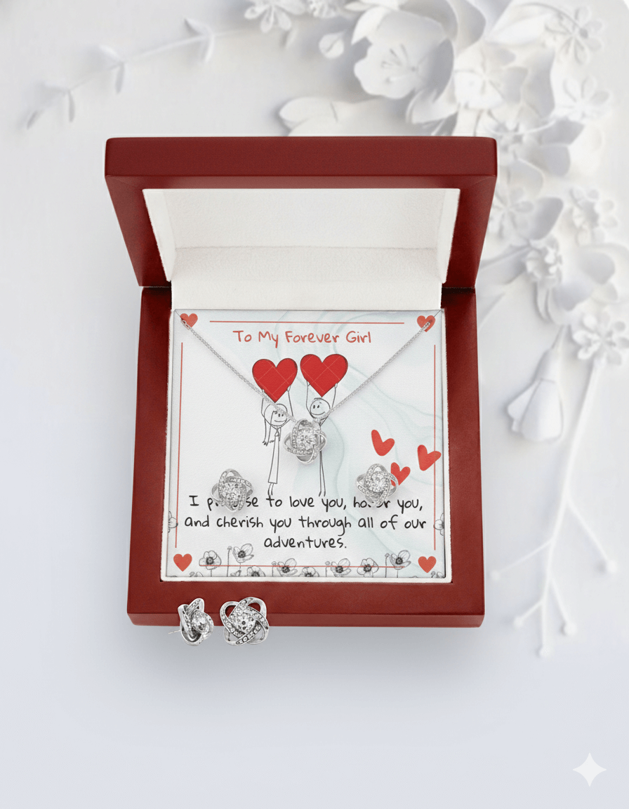 Love Knot Necklace & Earring Set