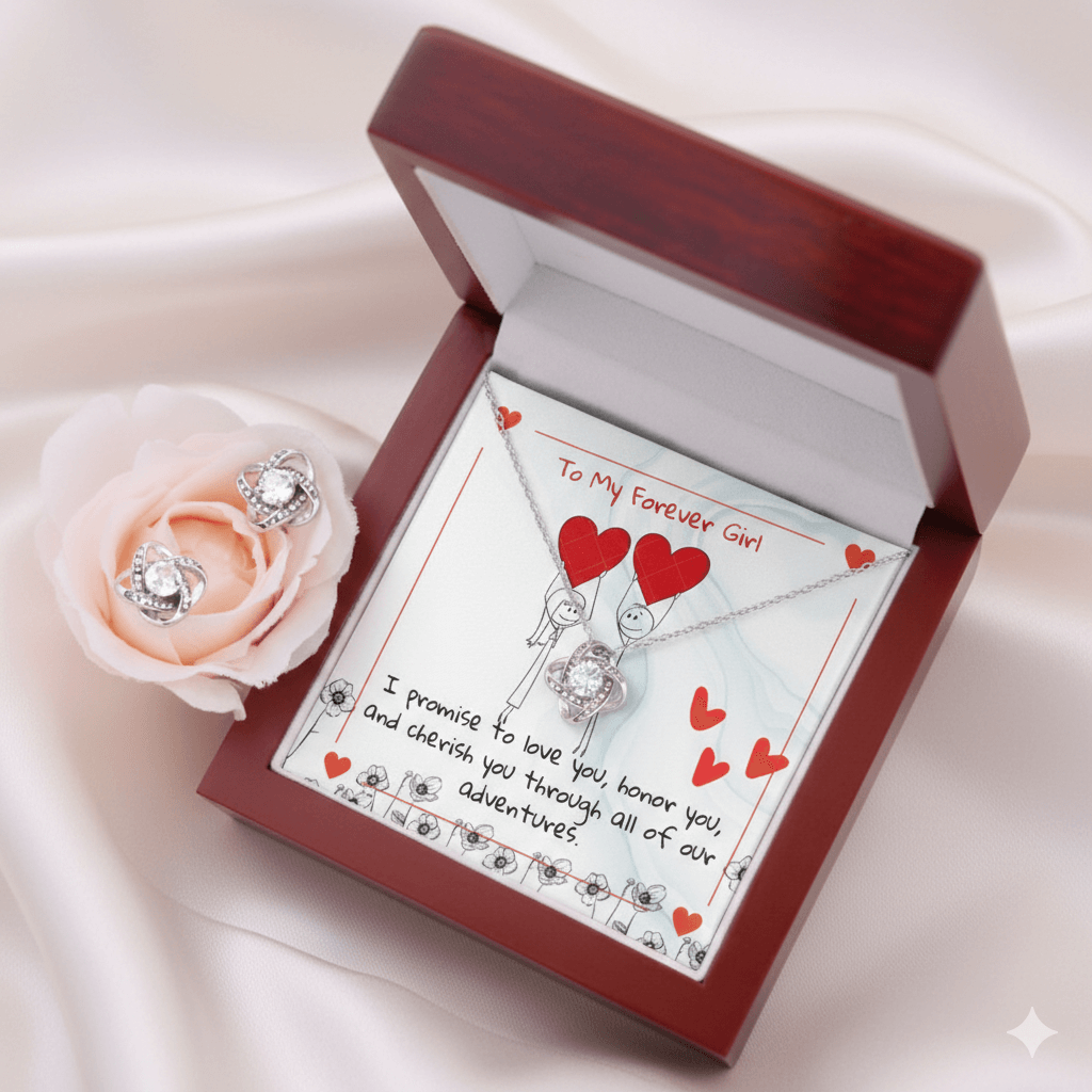 Love Knot Necklace & Earring Set