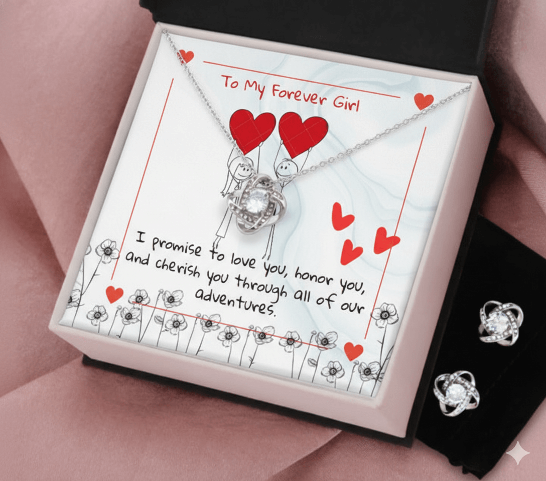 Love Knot Necklace & Earring Set