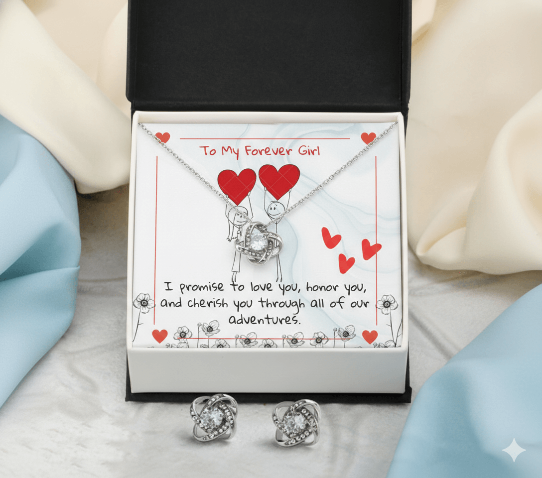 Love Knot Necklace & Earring Set