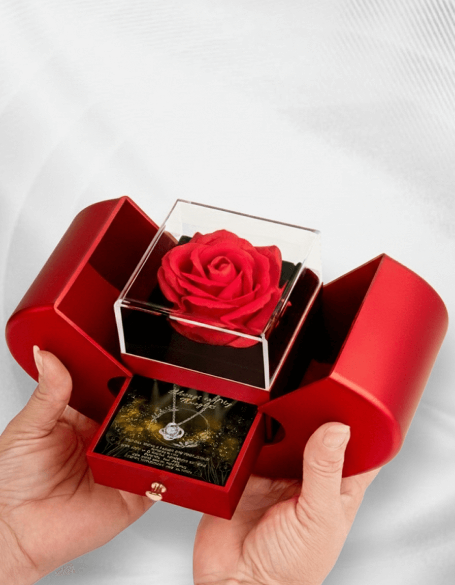 Love Knot Necklace — Red Rose Box & Message Card