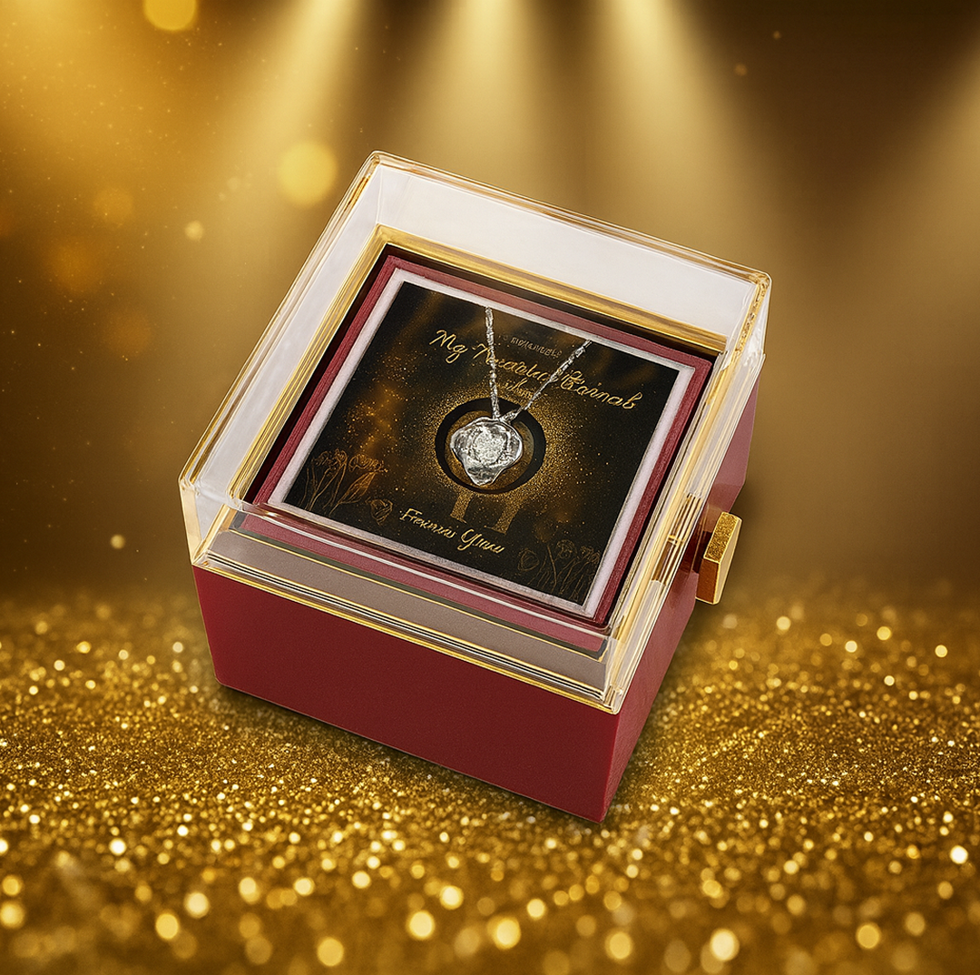 Love Knot Necklace with Rotating Rose Gift Box – Gift for Wife