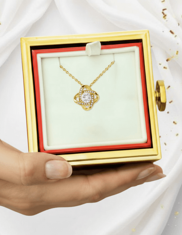Love Knot Necklace — Rotating Rose Gift Box