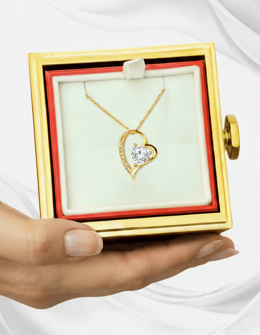 Forever Love Necklace — Rotating Rose Gift Box