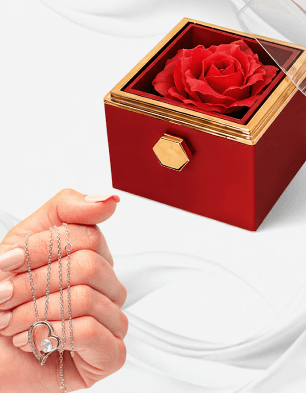 Forever Love Necklace — Rotating Rose Gift Box